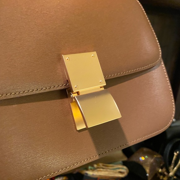 Small Classic Bag in Box Premium Saffiano Leather |Brown Camel |Rose Gold Clasp - Picture 10 of 16